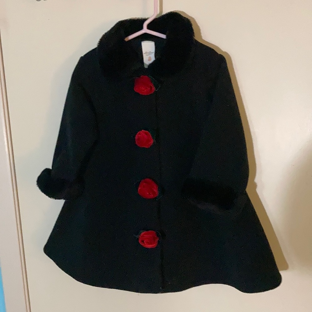 Infant girls size 24M dress coat. Rose buttons